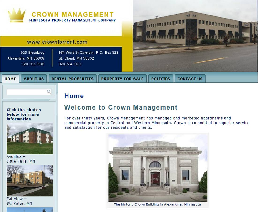 crown management, property management, alexandria, st. cloud, mn, stearns county